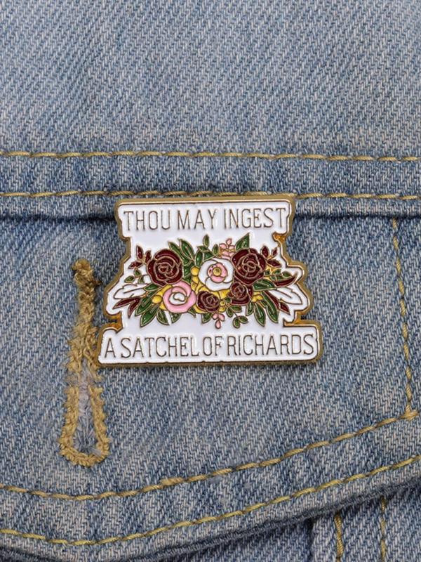 Vintage Letter & Floral Design Brooch, Cute Clothes Badge for Women & Men, Enamel Pin Suitable for Backpacks, Jeans, Scarves, Hats Decoration