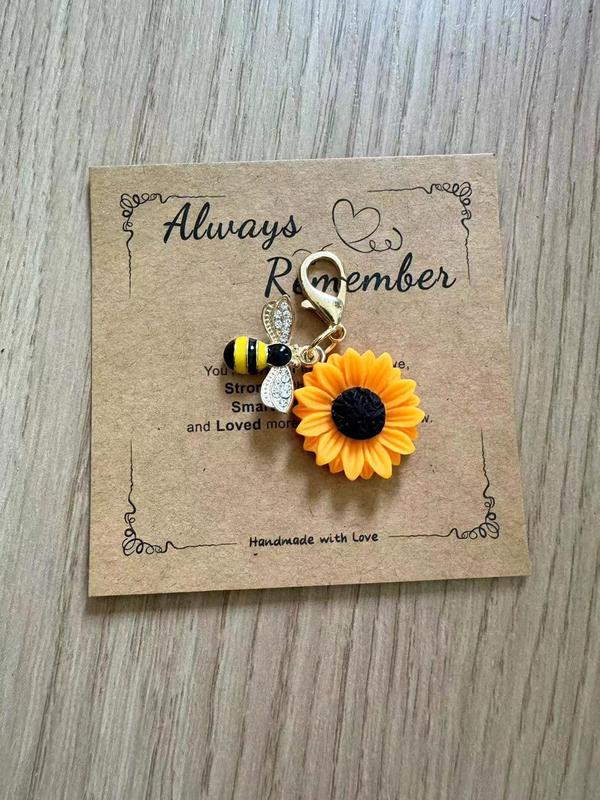 Cute Bee & Flower Design Keychain, Colorblock Keychain for Women & Men for Daily Clothing Decor, Trendy All-match & Exquisite Keychain for Birthday Gift