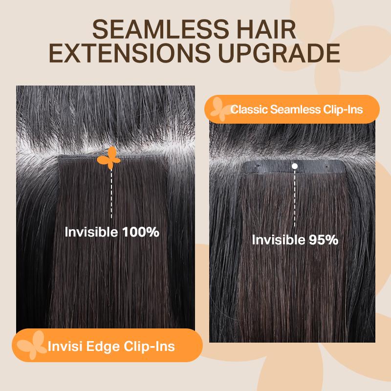 Doores Injected Seamless Clip In Hair Extensions Remy Human Hair Extensions 7pcs Beginner Friendly Natural Straight Updated model