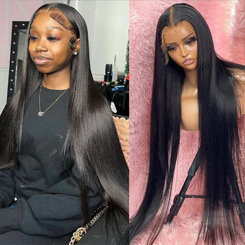 28 30 inch Straight Human Hair Wigs 13x4 Transparent Lace Front Wigs Brazilian Natural Hair Wig Sale Pre Plucked 13x4 HD Lace Frontal Wig Straight 180% C