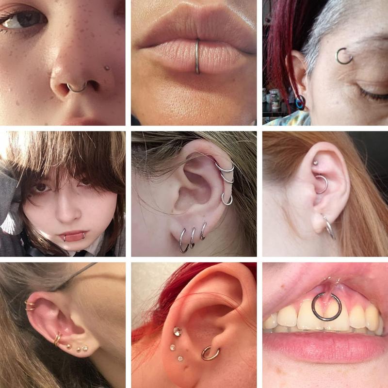 Jstyle 16G Surgical Steel Hinged Clicker Septum Nose Rings Hoop Helix Cartilage Daith Tragus Earrings Body Piercing Jewelry