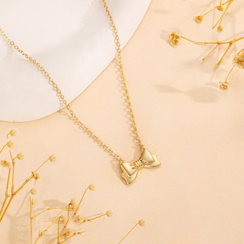 Bow Necklace  Delicate Necklace for Women - Cute Small Tiny Bow pendant Necklace Trendy Gold  Stylish necklace for women exquisite Autumn Blackfriday gift