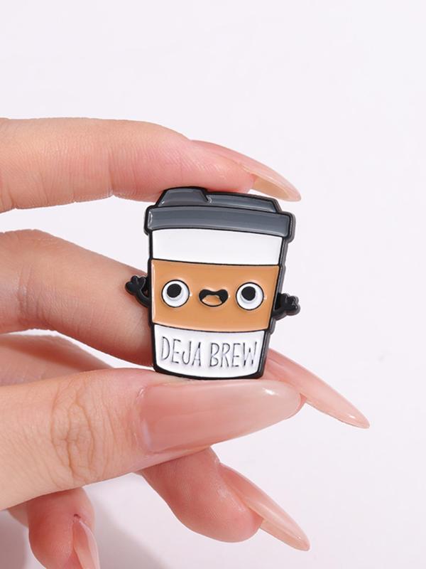 Coffee Cup Design Brooch, Cute Cartoon Coffee Cup Design Brooch, Fashion Alloy Accessories for Daily Decoration, Enamel Pin Suitable for Backpacks, Jeans, Scarves, Hats Decoration