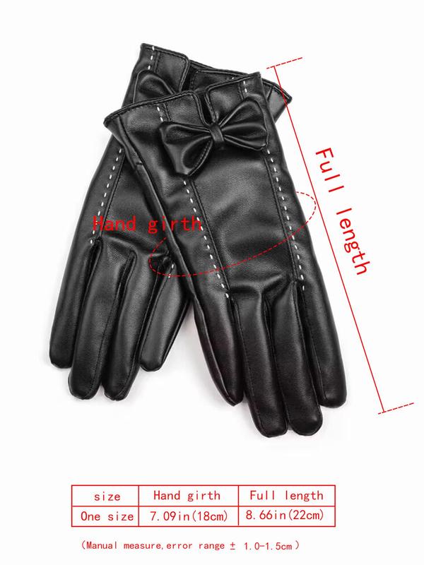 Women's Bow Decorated Touch Screen Gloves, Casual Trendy Gloves for Fall & Winter, Fashionable Gloves for Women for Outdoor Cycling