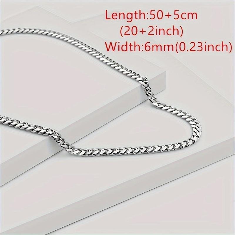 Men's Chain Necklace with Gift Card & Gift Box, 1 Count Fashion Y2k Style Stainless Steel Necklace, Hip-hop Punk Rock Chain Gift for Son