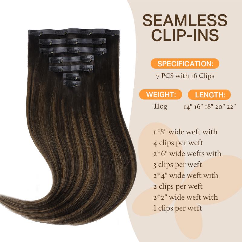 Doores Injected Seamless Clip In Hair Extensions Remy Human Hair Extensions 7pcs Beginner Friendly Natural Straight Updated model