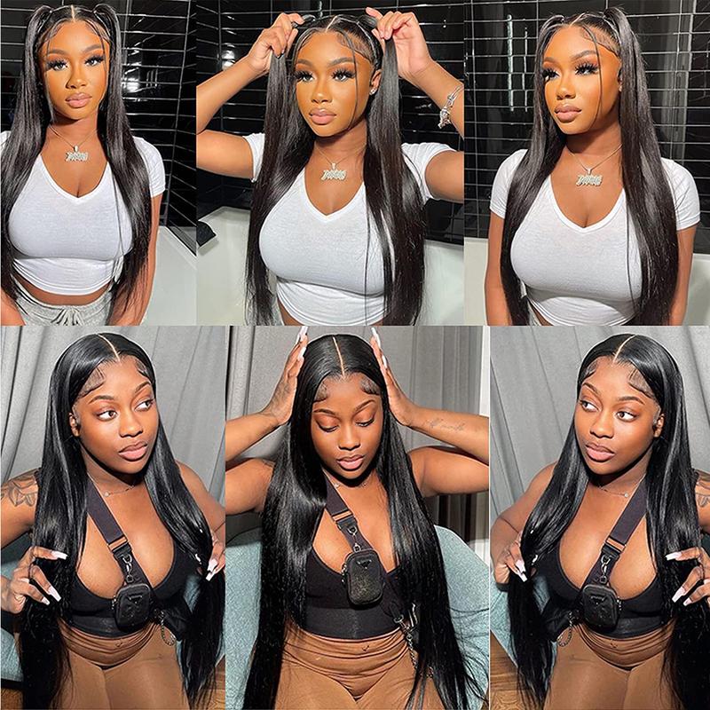 28 30 inch Straight Human Hair Wigs 13x4 Transparent Lace Front Wigs Brazilian Natural Hair Wig Sale Pre Plucked 13x4 HD Lace Frontal Wig Straight 180% C