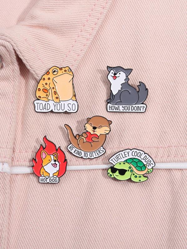 Cute Cartoon Animal & Letter Design Brooches, Exquisite Clothes Accessories for Men & Women Suitable for Backpacks, Jeans, Scarves, Hats Decoration Fixed Buckle