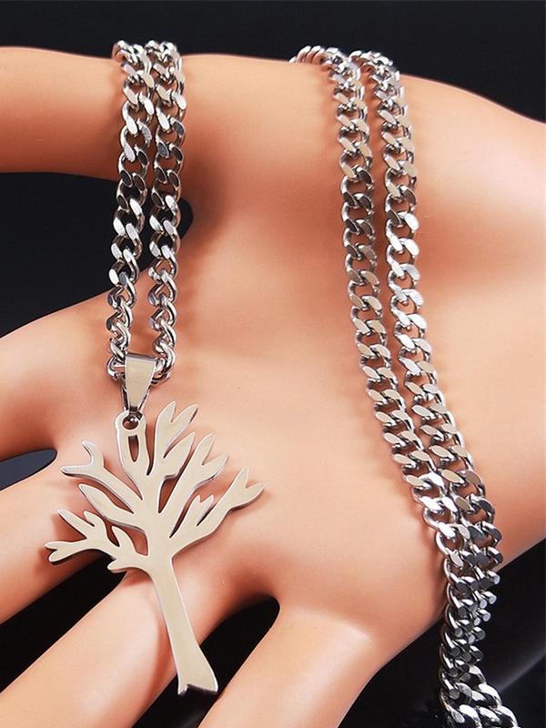 Tree Of Life Design Pendant Necklace, Stainless Steel Jewelry for Party, Daily Decor, Trendy All-match & Exquisite Jewelry for Birthday Gift