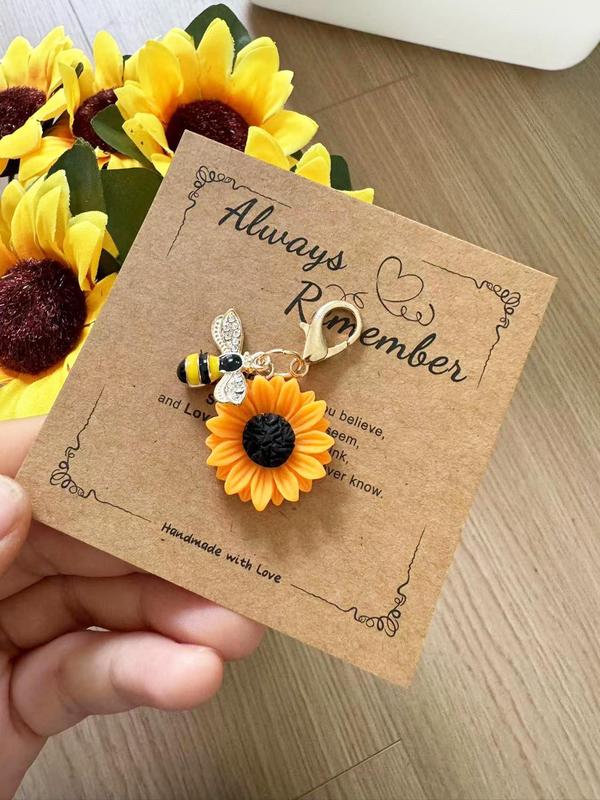 Cute Bee & Flower Design Keychain, Colorblock Keychain for Women & Men for Daily Clothing Decor, Trendy All-match & Exquisite Keychain for Birthday Gift