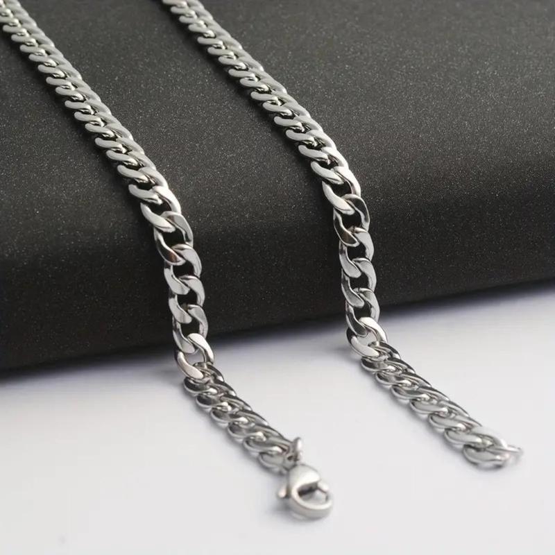 Men's Chain Necklace with Gift Card & Gift Box, 1 Count Fashion Y2k Style Stainless Steel Necklace, Hip-hop Punk Rock Chain Gift for Son