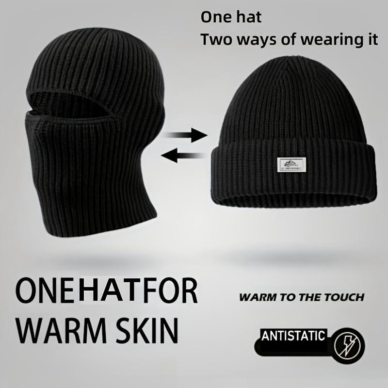 Men's Hat & Gloves Set, Windproof Warm Knit Hat & Gloves, Sports & Outdoor Hats for Fall & Winter