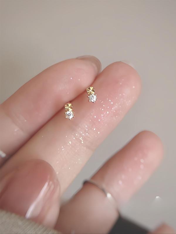 Women's Elegant Rhinestone Decor Stud Earrings, 1 Pair Trendy Minimalist Stud Earring, Chic Exquisite Jewelry for Daily & Party Decor