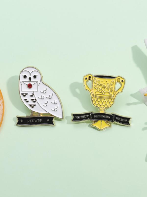 Cute Cartoon Owl & Trophy Design Brooch, Fashion Accessories for Women & Men, Trendy All-match & Exquisite Brooch for Birthday Gift