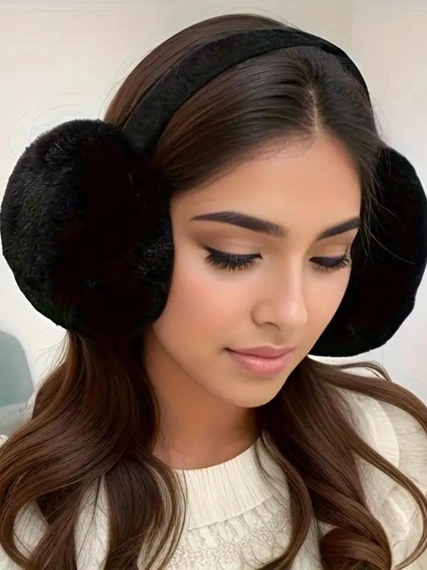 Women's Cute Contrast Faux Fur Earmuffs, Casual Trendy Foldable Earmuffs, Fashionable Earmuffs for Fall & Winter for Women