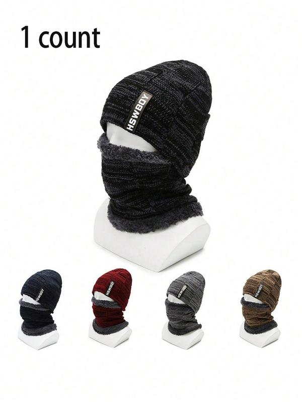 Unisex Letter Print Beanie Hat & Scarf Set, Casual Windproof Warm Knit Hat & Scarf for Fall & Winter, Fashion Accessories for Men & Women