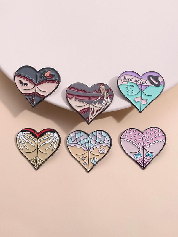 Cartoon Heart Design Brooch, Fashion Alloy Badge for Women & Men, Enamel Pin Suitable for Backpacks, Jeans, Scarves, Hats Decoration