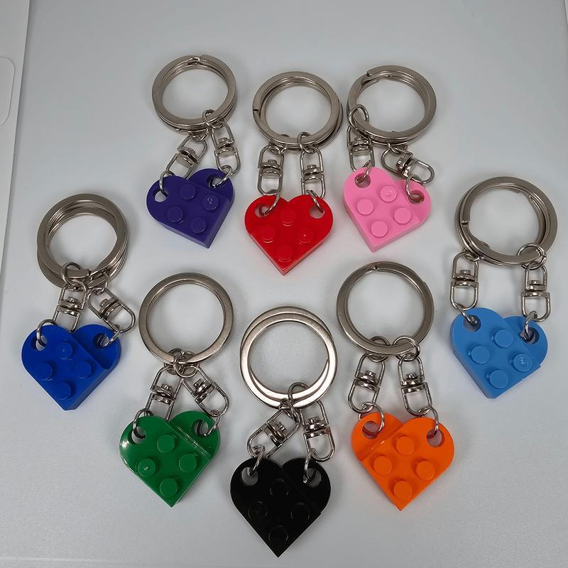 Heart Keychain, Matching Keychain for Couples, Gift for Boyfriend Girlfriend, Building Block Creative Colorful Keychains, Fashion Keychains Accessories, Valentines Day Gift