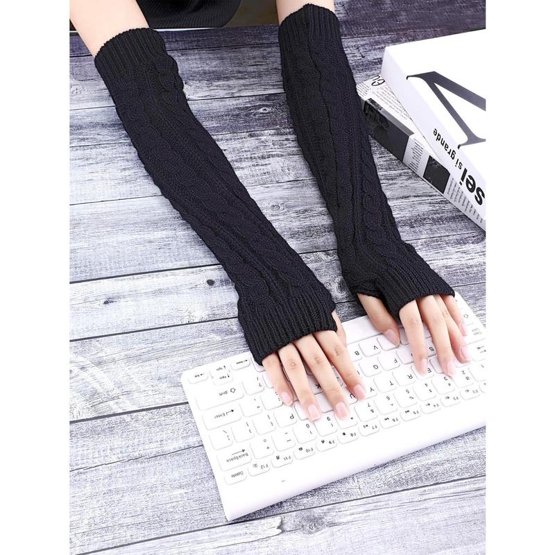 3 Pairs Arm Warmers Long Fingerless Gloves Knit Wrist Warmers with Thumb Hole Open Finger Arm Socks for Women Adult