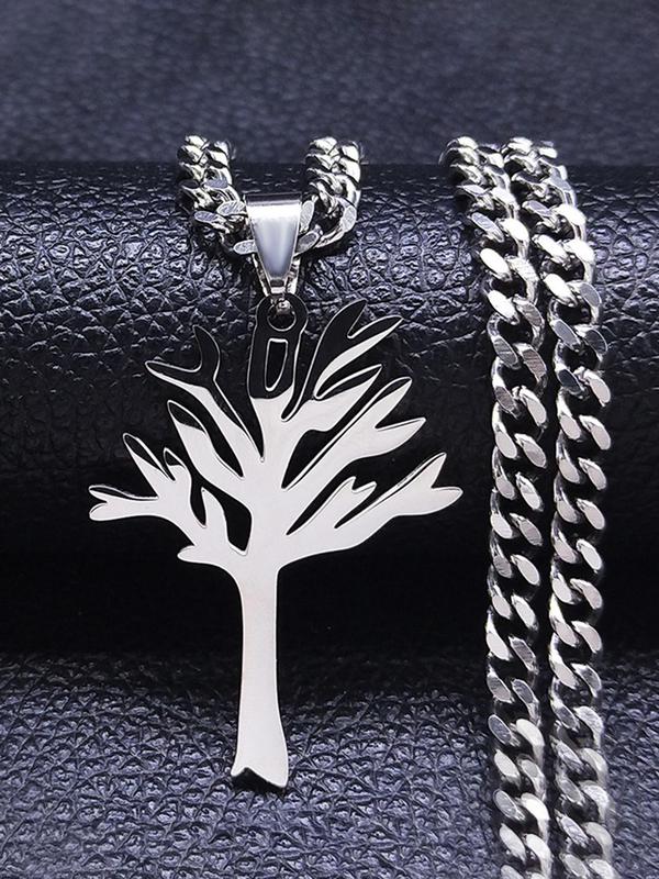 Tree Of Life Design Pendant Necklace, Stainless Steel Jewelry for Party, Daily Decor, Trendy All-match & Exquisite Jewelry for Birthday Gift