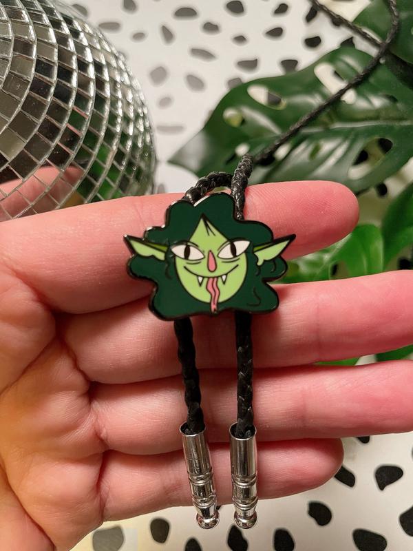 Orc Girl Bolo Ties - Hand Drawn - Purple, Green or Red.