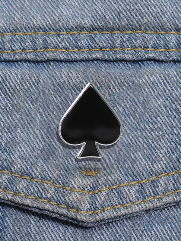 Playing Card Design Brooch Pin, Creative Enamel Pin for Backpack Hat, Fashion Accessories for Men & Women