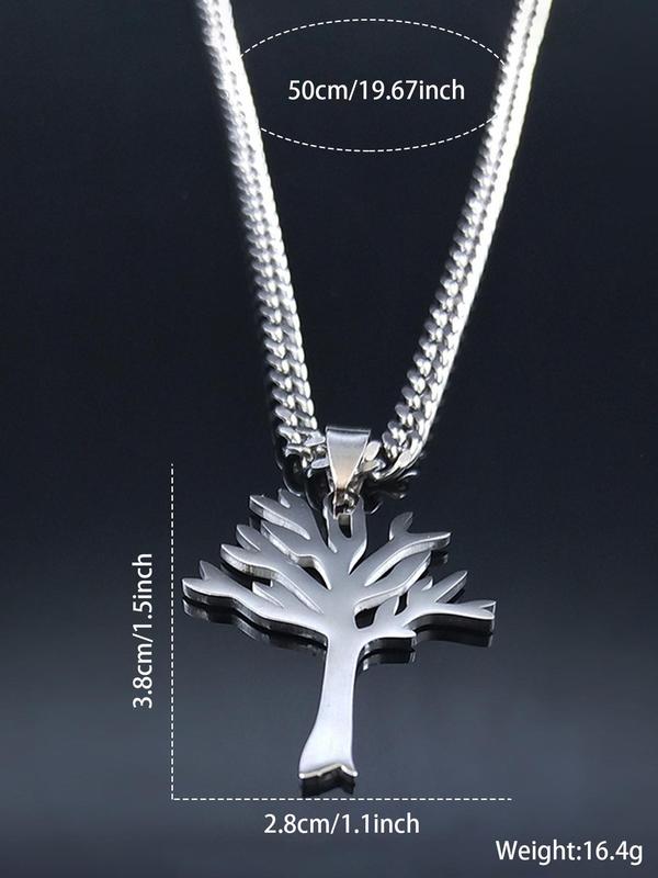 Tree Of Life Design Pendant Necklace, Stainless Steel Jewelry for Party, Daily Decor, Trendy All-match & Exquisite Jewelry for Birthday Gift