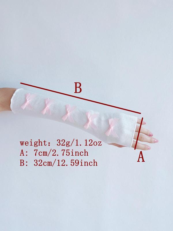 Women's Cute Bow Decor Arm Sleeves, 1 Pair Fashion Casual Arm Sleeves for Daily Wear, Elegant All-match Gloves for Women & Girls