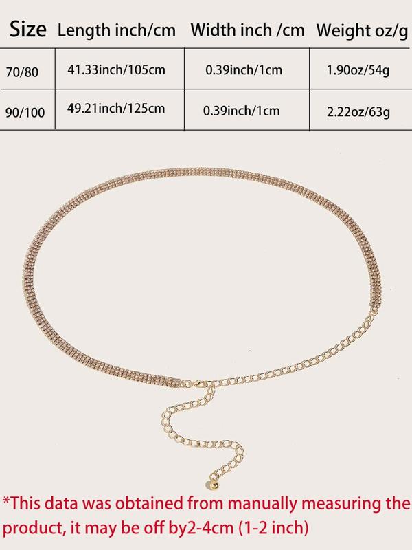 Women's Elegant Rhinestone Decorated Chain Belt, Fashionable Waist Accessory for Party Evening Formal Occasions, Trendy All-match & Exquisite Belt for Birthday Gift