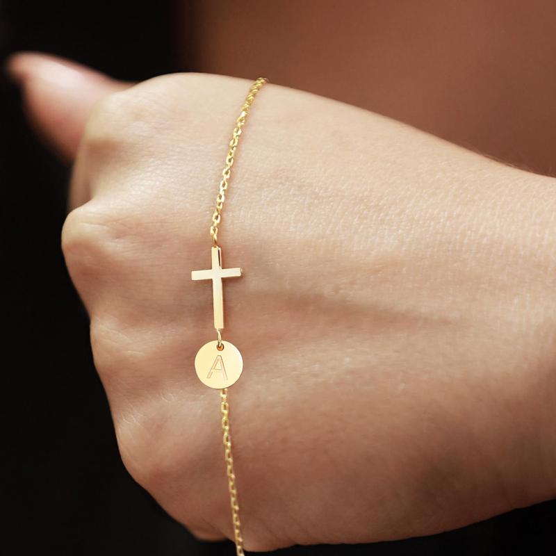 New Women's Cross Bracelet, Round 26-Letter Bracelet Fashion Exquisite Cross Communion Jewelry