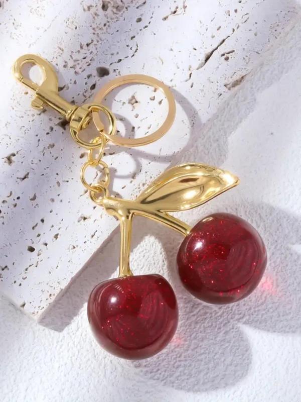 Cute Cherry Design Keychain, Fashionable Novelty Keychain for Women & Men, Keychain for Car, Key, Trendy All-match Keychain for Birthday Gift