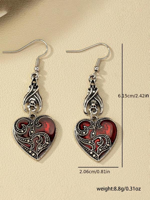 Women's Street Styleheart Design Dangle Earrings, Retro Punk Dangle Earrings for Women & Girls for Party, Daily Decor, Trendy All-match Vintage  Gothjewelry for Birthday Gift