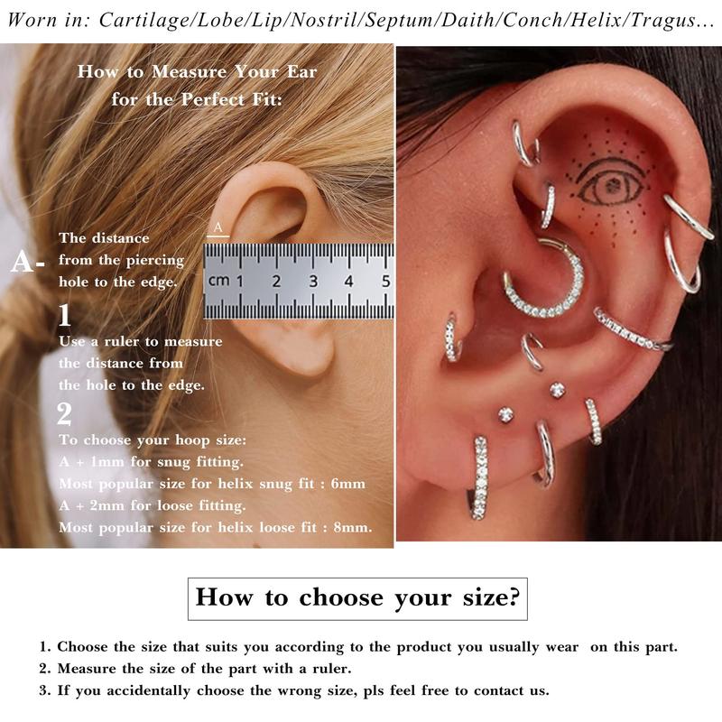 Jstyle 16G Surgical Steel Hinged Clicker Septum Nose Rings Hoop Helix Cartilage Daith Tragus Earrings Body Piercing Jewelry