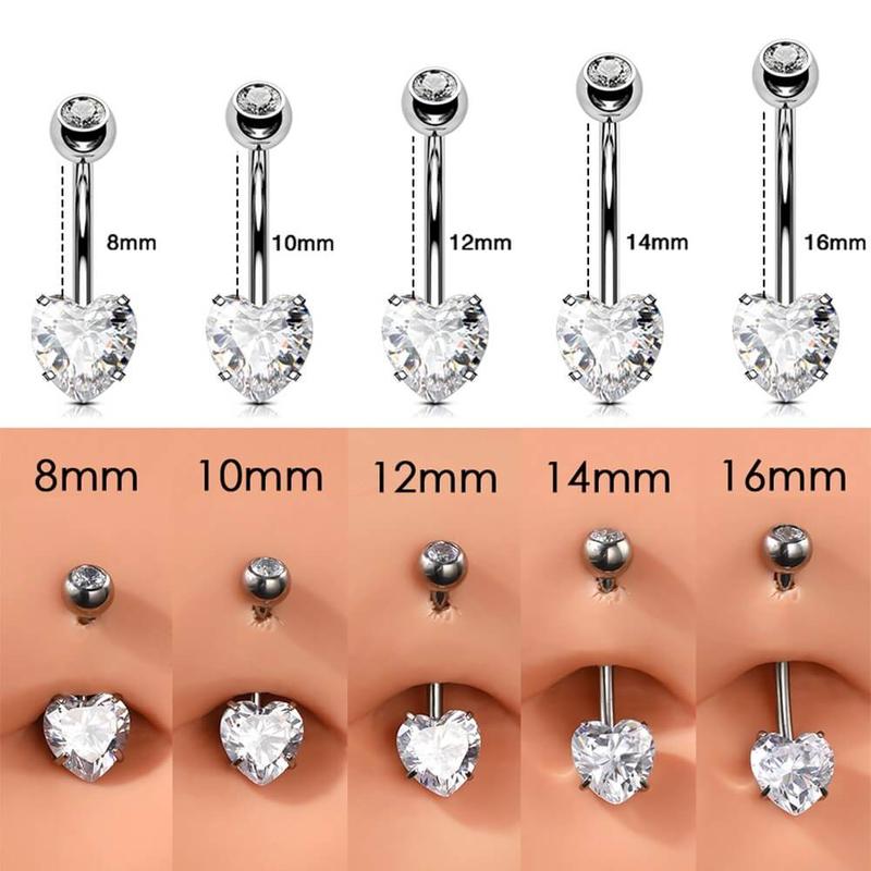 Oufer 14G Titanium Classic Heart CZ Belly Button Ring