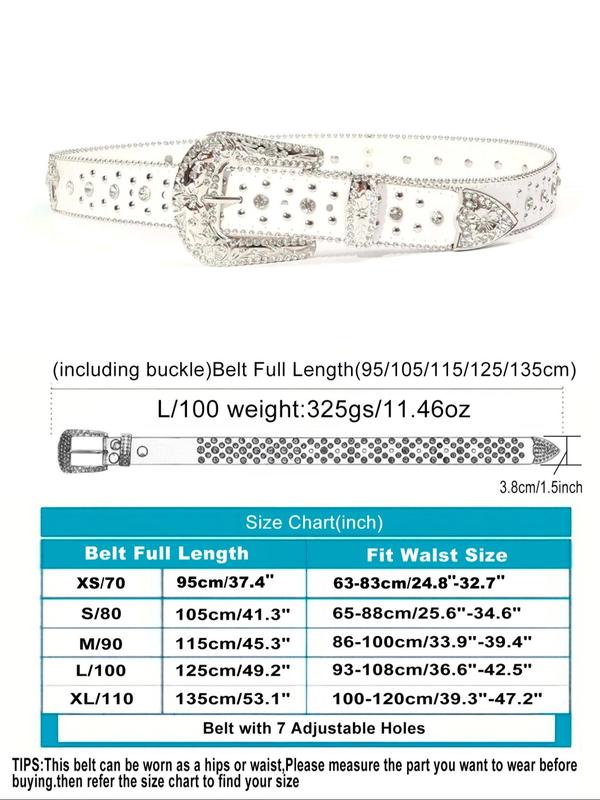 Y2k Style Cross Design Rhinestone BB Belt for Women, Designer Belt, Punk Style Bling Bling Belt for Jeans, Belt for Party, Daily Decor, Trendy Belt for Birthday Gift