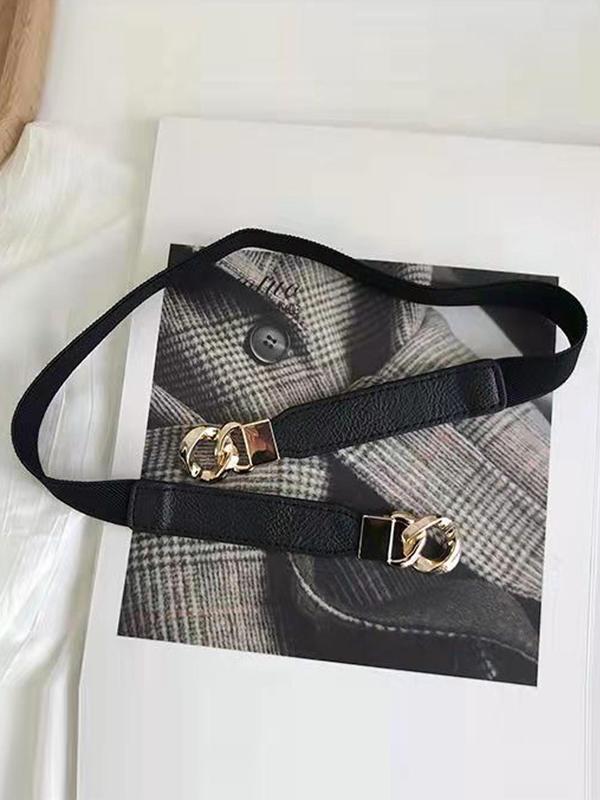 Women's Casual Plain Color Chain Decorated Skinny Belt,  Trendy Elegant Belt, Fashionable Waistband For Daily & Party Clothing Decoration