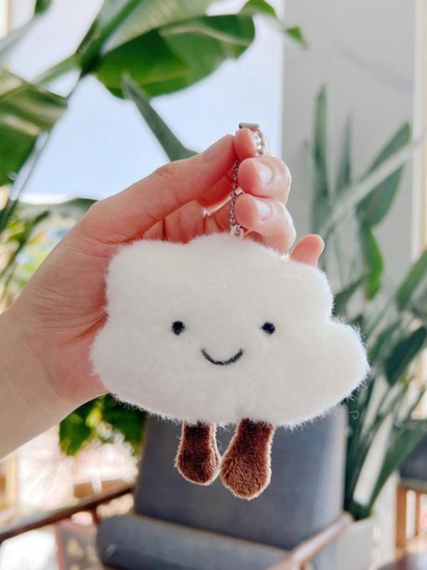 Cute Cartoon Cloud Shaped Plush Key Chain, Cute Toy Bag Charm Keychain for Women, Fashion Keychains Cute Accessories As Gift, Girl's Toy, Girly Keychains