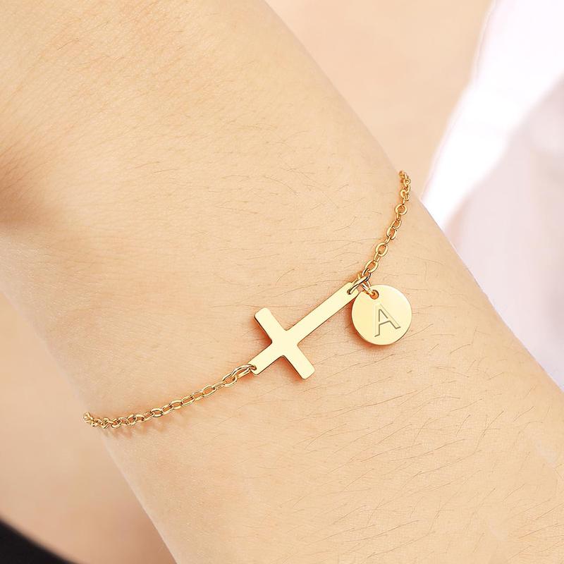 New Women's Cross Bracelet, Round 26-Letter Bracelet Fashion Exquisite Cross Communion Jewelry