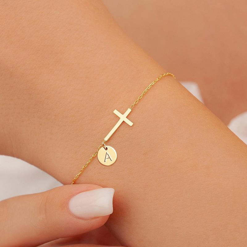 New Women's Cross Bracelet, Round 26-Letter Bracelet Fashion Exquisite Cross Communion Jewelry