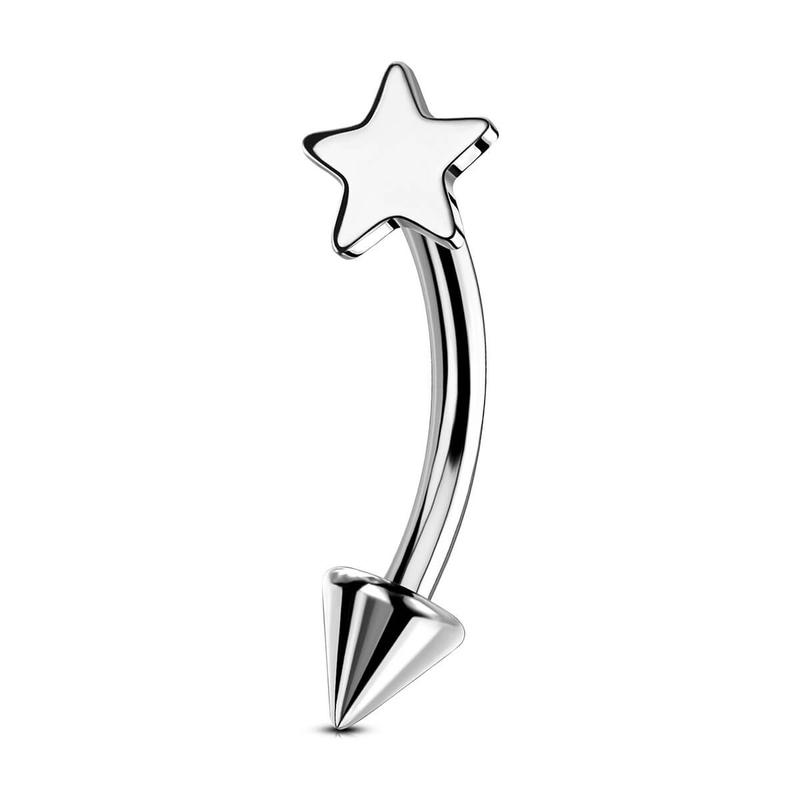 Oufer 16G Titanium Star Top Eyebrow Rook Ring Vertical Labret Lip Stud