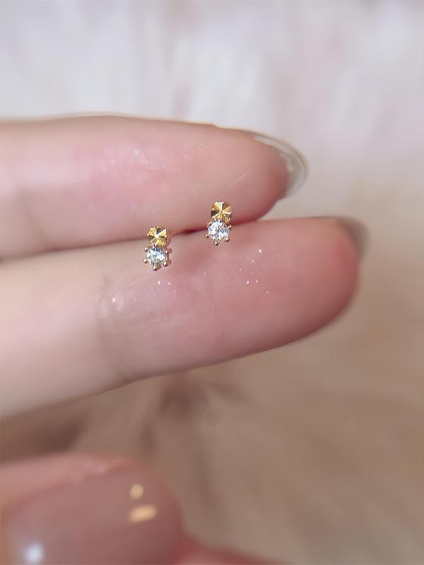 Women's Elegant Rhinestone Decor Stud Earrings, 1 Pair Trendy Minimalist Stud Earring, Chic Exquisite Jewelry for Daily & Party Decor