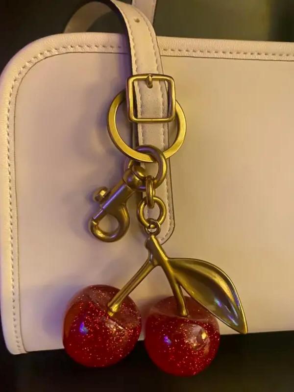 Cute Cherry Design Keychain, Fashionable Novelty Keychain for Women & Men, Keychain for Car, Key, Trendy All-match Keychain for Birthday Gift