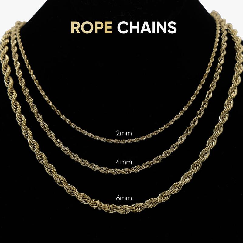 Rope Chain in Yellow Gold - 4mm in width