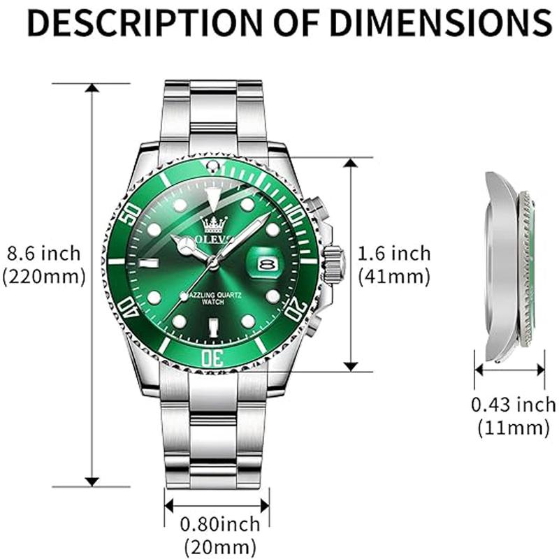 OLEVS  Watches for Men Business Watches Dress Watch with Day Flywheel Multifunction Luminous Men Stainless Steel Wrist watch