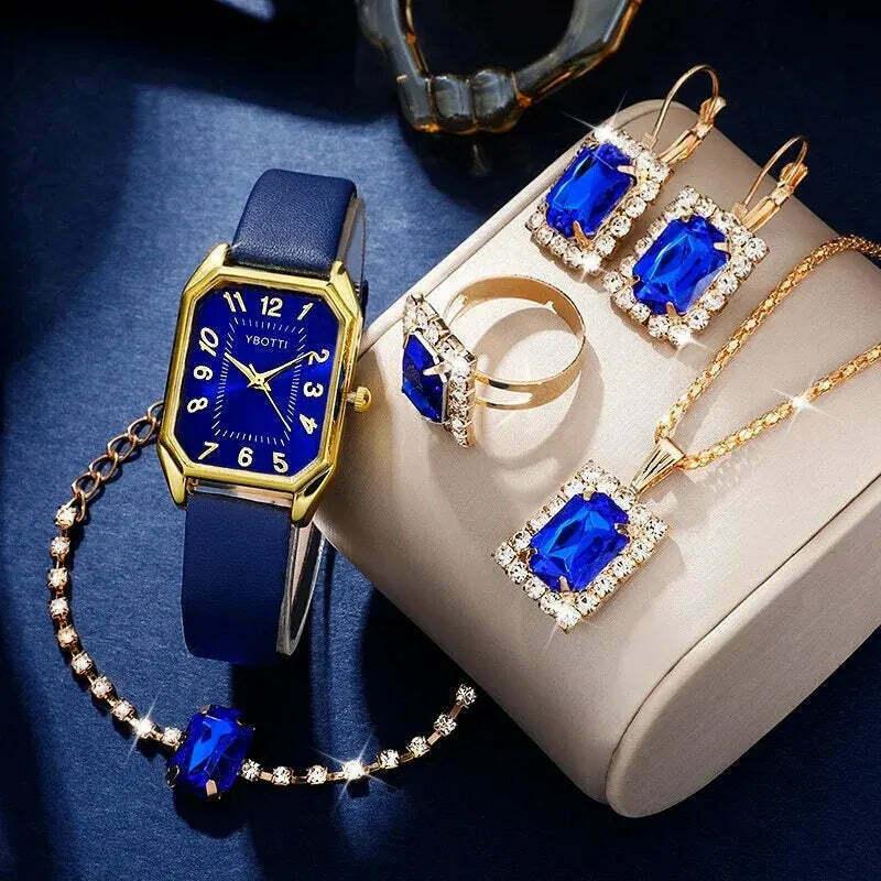 Luxury Fashion Square Women's Watches Brand Ladies Quartz Wristwatch Classic Simple Femme Blue Leather Band Relogio Feminino