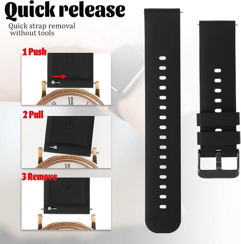 2 count Silicone Watch Bands, Quick Release Soft Rubber Replacement Watch Bands Watch Straps for Men Women