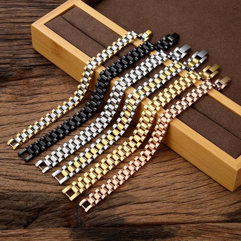 Watch strap titanium steel bracelet Couple fashion 15MM stainless steel men's watch chain adjustable hand jewelry