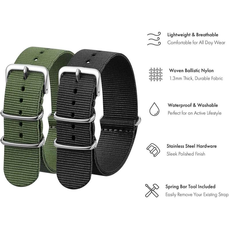 Nylon Watchband Replacement Quick Release Heavy Buckle Watchstraps for Men Women