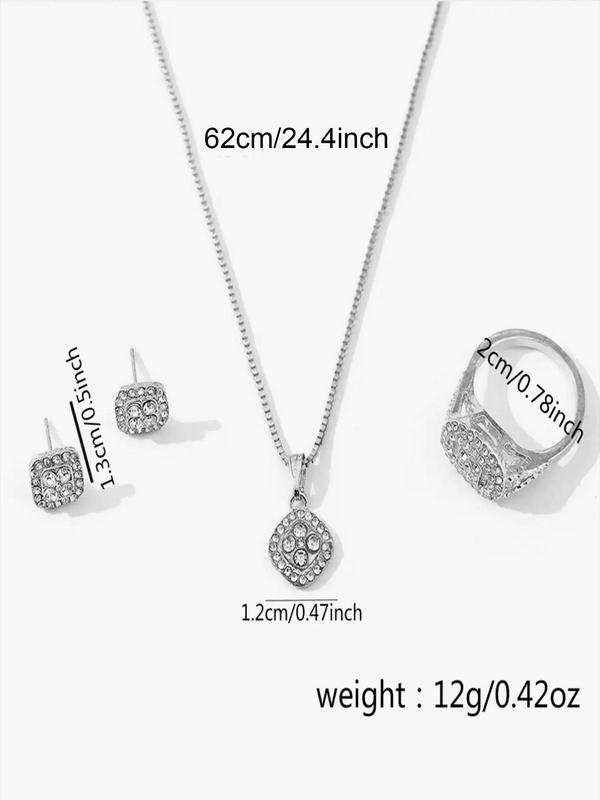 Women's Elegant Rhinestone Decor Quartz Watch & Jewelry Set, Including Round Dial Analog Watch & Bracelet & Necklace & Ring & Earrings, Fashion Watch Set As Gift, without Box