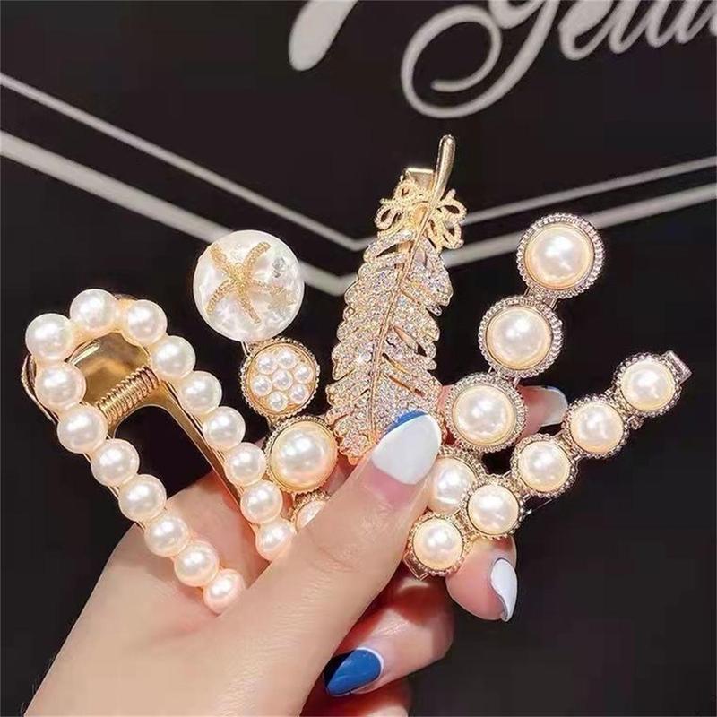 Megalook 6 Pcs set Elegant Faux Pearl Hair Clips with Rhinestone Decor for Women & Girls